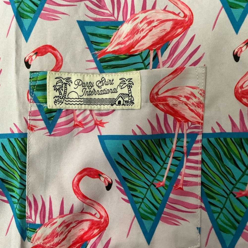 Party Shirt International Flamingo Print Button-Up